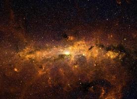 orange dramatic galaxy night panorama from the moon universe space on night sky photo