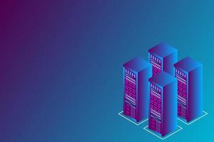 mainframe, servidor alimentado, concepto de alta tecnología, centro de datos, almacenamiento de datos en la nube vector