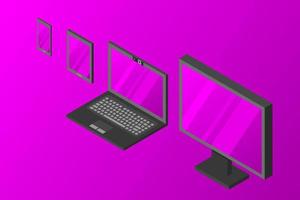 Isometric vector set of computer laptop tablet pc and smart-phone