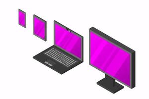 Isometric vector set of computer laptop tablet pc and smart-phone