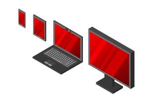 Isometric vector set of computer laptop tablet pc and smart-phone