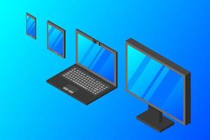 Isometric vector set of computer laptop tablet pc and smart-phone