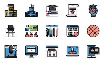 Education Study Online Icons Vector, Laptop, Technology, E-Learning vector