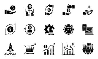 Ilustración de vector de iconos de línea económica empresarial, estrategia, marketing, crecimiento