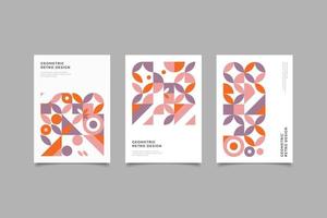 Set of retro geometric cover vector