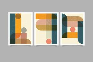 Set of 3 geometric abstract vintage for cover wall art etc vector