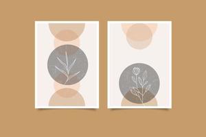 Mid century abstract wall art print leaves vector
