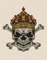 ilustración vectorial cráneo rey corona vector