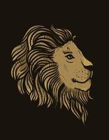 Ilustración vectorial cabeza de león sobre fondo negro vector