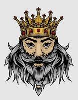 illustration vector king head on white background