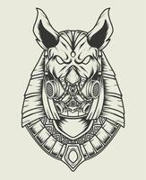 ilustración, vector, antiguo, egipto, anubis, dios, monocromo, estilo vector