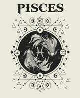 illustration Pisces zodiac symbol monochrome style
