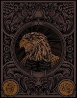 illustration vintage eagle with engraving style vector