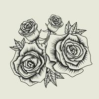 ilustración vectorial flor rosa vintage