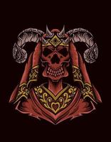 illustration vector scary demon king skull