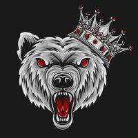 illustration vector bear head with king crown