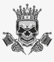 illustration vector king skull tattoo artist