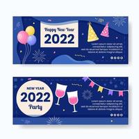 Happy New Year 2022 Banner Template Flat Design Illustration Editable of Square Background Suitable for Social media, Feed, Card, Greetings and Web Internet Ads vector