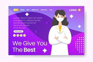 Medical Healthcare Landing Page Template Flat Design Illustration Editable of Square Background Suitable for Social media, Feed, Card, Greetings and Web Internet Ads vector