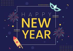 Happy New Year 2022 Template Flat Design Illustration with Ribbons and Confetti on a Colorful Background for Poster, Brochure or Banner vector