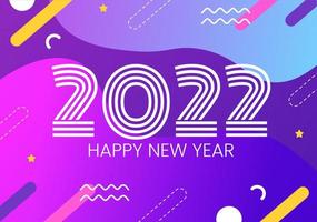 Happy New Year 2022 Template Flat Design Illustration with Ribbons and Confetti on a Colorful Background for Poster, Brochure or Banner vector