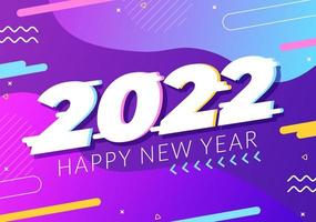 Happy New Year 2022 Template Flat Design Illustration with Ribbons and Confetti on a Colorful Background for Poster, Brochure or Banner vector