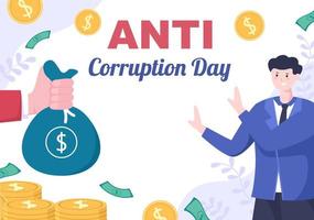 día anticorrupción que se conmemora cada 9 de diciembre para decirle al público que deje de dar dinero con un letrero de prohibición en una ilustración de diseño plano vector
