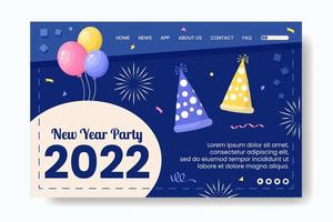 Happy New Year 2022 Landing Page Template Flat Design Illustration Editable of Square Background Suitable for Social media, Feed, Card, Greetings and Web Internet Ads vector