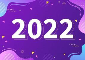 Happy New Year 2022 Template Flat Design Illustration with Ribbons and Confetti on a Colorful Background for Poster, Brochure or Banner vector