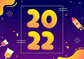 Happy New Year 2022 Template Flat Design Illustration with Ribbons and Confetti on a Colorful Background for Poster, Brochure or Banner vector