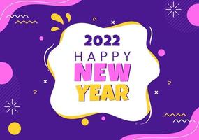 Happy New Year 2022 Template Flat Design Illustration with Ribbons and Confetti on a Colorful Background for Poster, Brochure or Banner vector