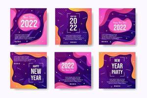 Happy New Year 2022 Post Template Flat Design Illustration Editable of Square Background Suitable for Social media, Feed, Card, Greetings and Web Internet Ads vector