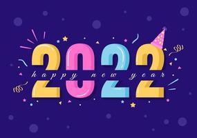 Happy New Year 2022 Template Flat Design Illustration with Ribbons and Confetti on a Colorful Background for Poster, Brochure or Banner vector