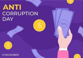 Anti Corruption Day Which is Commemorated Every 9 December for Tell the Public to Stop Give Money with a Prohibition Sign in Flat Design Illustration vector