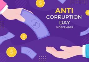 Anti Corruption Day Which is Commemorated Every 9 December for Tell the Public to Stop Give Money with a Prohibition Sign in Flat Design Illustration vector