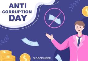 Anti Corruption Day Which is Commemorated Every 9 December for Tell the Public to Stop Give Money with a Prohibition Sign in Flat Design Illustration vector