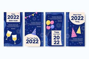 Feliz año nuevo 2022 plantilla de historias ilustración de diseño plano editable de fondo cuadrado adecuado para redes sociales, alimentación, tarjetas, saludos y anuncios web en Internet vector