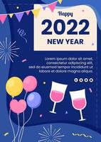 Feliz año nuevo 2022 plantilla de volante ilustración de diseño plano editable de fondo cuadrado adecuado para redes sociales, alimentación, tarjetas, saludos y anuncios web en Internet vector