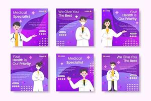 Medical Healthcare Post Template Flat Design Illustration Editable of Square Background Suitable for Social media, Feed, Card, Greetings and Web Internet Ads vector