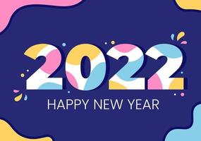 Happy New Year 2022 Template Flat Design Illustration with Ribbons and Confetti on a Colorful Background for Poster, Brochure or Banner vector