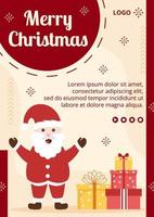 Ilustración de diseño plano de plantilla de publicación de feliz día de Navidad editable de fondo cuadrado adecuado para redes sociales, tarjetas, saludos y anuncios web en Internet vector