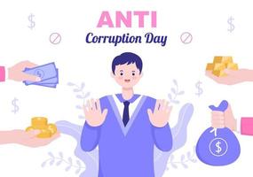 Anti Corruption Day Which is Commemorated Every 9 December for Tell the Public to Stop Give Money with a Prohibition Sign in Flat Design Illustration vector