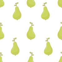 Fruit seamless pattern of pears with green foliage. Fresh tasty fruits. Background, wallpaper. for textile prints, posters or wrapping paper vector