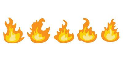 Set of red and orange fire flame. Collection of hot flaming element. Flames and fire design elements vector