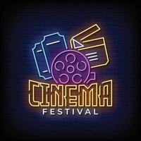 Cinema Festival Neon Signs Style Text Vector