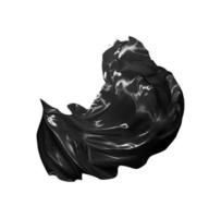 Suave y elegante tela voladora negra textura de seda abstracta sobre blanco foto