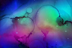 background of abstract galaxies with stars and planets with colorful fluid motifs of universe night light space photo