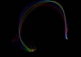 abstract curved rainbow overlays textures fantasy elegant with holographic natural colorful rainbow on dark black. photo