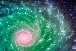 the background of abstract galaxies with stars and planets with black hole motives in turquoise pink shades of the universe night light space photo