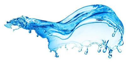 Superficie de onda de agua transparente azul claro con burbuja de salpicadura en agua blanca. foto